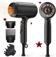 Professional Ionic Hair Dryer w/Diffuser, 1875W Blow Dryer - Black