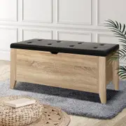 Artiss Storage Ottoman Blanket Box Leather Oak