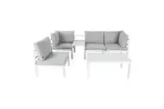 DREAMO Outdoor 5 Piece Lounge Set with Side Table White