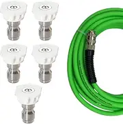 Pressure Washing Tips | 5X High Pressure Washer Nozzle - Wear-Resistant Quick Connector Spray Tips Set for Garden, Yard, Driveways and Patios