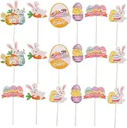 TOYANDONA Easter Garden Vase Pickets 20pcs Egg Rabbit Decor Cards for Table Centerpiece
