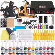 Hot Beginner Tattoo Kit Machine Gun Set with Mini Power Supply Grips Tools Set