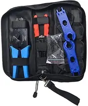 Solar Crimping Tools for Solar Panel PV Cable Include 1 Pair Solar Connector, Stripper, Spanner, Crimper, Tool Bag Assembly Wrench Tool Kit