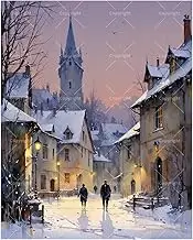 TAOPAOLAB Winter Street Paint by Numbers Kit for Adults - DIY Snowy European Street with Church Painting on Canvas 16x20In, Acrylic Paint Set, Suitable for Beginners, Art for Home Decoration or Gifts