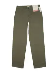 Dockers Men's Washed Khaki Straight Fit, Flat Front Pant, Olive Green, New $58
