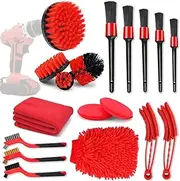 Rainbow-AU18 Pcs Auto Cleaning Tools Kit with Detailing Brush Set, Drill Brush Set for Wheels, Dashboard, Interior, Exterior, Leather, Air Vents, Emblems