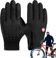 [Generic] Running Gloves - Windproof Waterproof Touch Screen Gloves | Unisex Soft Lined Gloves with Zipper Design, Fishing Gear for Outdoor Activities