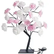 Table Flower Tree Lamp - Rose Fairy Bonsai Tree Desk Light for Women (White)