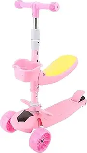 Kick Scooters for Kids Ages 3-5, 3 Wheeled Scooter for Kids, Adjustable Height Foldable Scooter Removable Seat, Rear Brake, Wide Standing Board, Outdoor Activities for Boys,