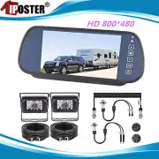 7" Rear view Mirror Monitor 2x Reversing CCD Camera 4Pin coil Trailer cable Van