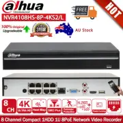 AU Dahua 8MP 8CH POE 4K NVR Network Video Recorder NVR4108HS-8P-4KS3 1SATA 1U AI