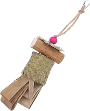 Toddmomy Natural Palm Leaf Parrot Toy Handmade Edible Bird Chew Toy for Cockatiel Small Bird Cage Hanging Toy