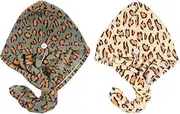 WEKADRIN 2Pcs Fleece Hair Drying Caps Quick Drying Turban Towels for Women Absorbent Bath Hats Thick Microfiber Wraps for Shower Spa and Daily Use