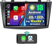 9-Inch IPS Car Radio for Mazda 3 2010-2013, Android 13, Wireless CarPlay & Android Auto, GPS Navigation, Bluetooth, WiFi, AM/FM Radio