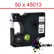 50 Label Compatible Dymo D1 45013 Tape Black on White 30m x 7m LabelMaker
