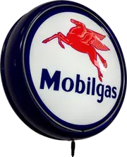 Mobilgas Mobil Fuel Petrol Bar Lighting Wall Sign Light Button Blue