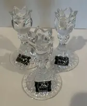 Mikasa Spring Ritual Tulip Lead Crystal Candle Holder - 5 Inches- Set of 3 - New