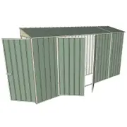 Build-a-Shed 0.8 x 3.7 x 2m Hinged Door Tunnel Shed With Double Hinged Side Doors - Green