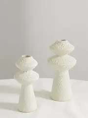 [MARLOE MARLOE] MARLOE MARLOE - + Net Sustain Jagger Set Of Two Glazed Ceramic Candlestick Holders - Ecru - One size One size Ecru
