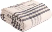 EXTRA LARGE Tweedmill Textiles 100% Pure New Wool Hex Check King Size Blanket Throw (Blue Slate), 140 x 240 cms