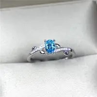 在飛比找Yahoo!奇摩拍賣優惠-戒指女士戒指時尚正韓925純銀鑲嵌海藍寶石戒指不掉色開口