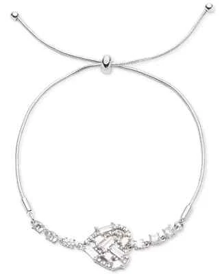 Givenchy Silver-Tone Cubic Zirconia Heart Slider Bracelet