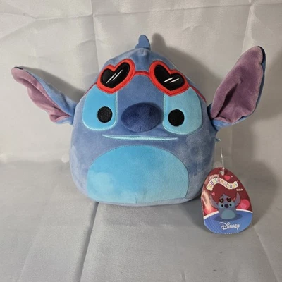 SQUISHMALLOWS DISNEY Valentine’s Day Stitch with Heart Sunglasses 6.5” 2024 NWT