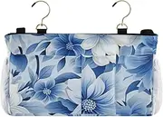 Amooorous Caddy For Bedside Bedside Hanging Storage Bag for Bed Rails Aesthetic Blue Flowers