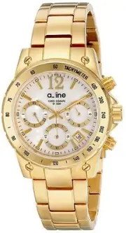 NEW a_line AL-80020-YG-22MOP Women Liebe Watch MOP Dial Gold Bracelet Tachymeter