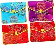 SHERCHPRY 4Pcs Embroidered Purse Travel Jewelry Bags Versatile Organizer Pouches with Spacious Interior Durable Easy to Clean present Bags for Jewelry Storage and Travel