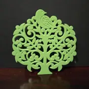 Bright Green Cast Iron Trivet/Wall Decor Partridge in a PearTree 7" Tall 7" Wide