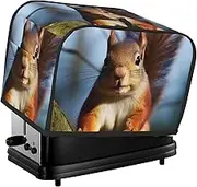 Squirrel Funny Animal Toaster Cover 2 Slice Bread Machine Covers Waterproof Universal Size Kitchen Small Appliance Cover with Hang Loop, Dust and Fingerprint Protection