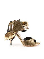 Gold Leather Lace Up Sandals
