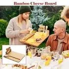 Bamboo Cheese Board Knife Set Charcuterie Platter Cutter Serving Tray Kitchen