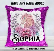 Unicorn Cushion Cover Flip Sequin Throw Pillow Personalised