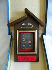 Egyptian Key Holder Wood Copper Pharaoh King Tut Horus Design 9" X 4.5"