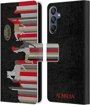 Head Case Designs Officially Licensed AC Milan Silhouette Adults Leather Book Wallet Case Cover Compatible with Samsung Galaxy A15