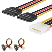 4 Pin Molex to Dual SATA Power Y-Cable Adapter, (2 Pack) 4 Pin IDE Male Molex...