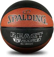 Spalding React TF-250 All Surface Basketball, Black & Orange, Size 5