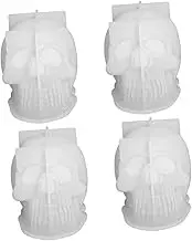 TEHAUX 4pcs Skull Mold Skull Shape Molds 3D Skulls Molds Halloween Skull Resin Casting Art Halloween DIY Homemade Soap Durable Silicone Candle Molds Silica Gel Crafting Supplies Crystal