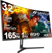 SANSUI 32-Inch Curved Fast VA Ultrawide Gaming / Computer / TV Monitor