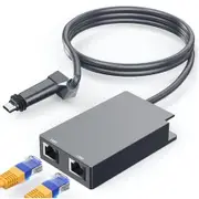 Multi Ports Starlink Ethernet Adapter for Starlink Gen 2 Wired External Network,2 Ports Starlink Ethernet Adapter 1 to 2,Up to 1 Gbps