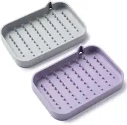 2 Soap Dishes, Non-slip Self-draining Silicone Soap Holder (keeps Soap Bars Dry), Flexible Soap Keeper For Easy Cleaning
