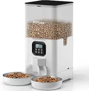 Voluas Automatic Cat Feeders for Two Cats, Double Pet Feeder with 2 Stainless Steel Bowls,6L Timed Cat Feeder with Memory Function, Pet Food Dish