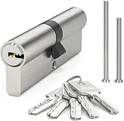 MANICAF Brass Lock Cylinder with 5 Keys (Silver, 45/45mm)