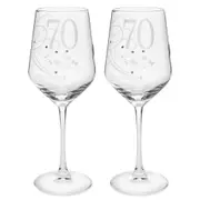 2PK Gibson Gifts 70 Birthday Crystal Wine Glass Toasting Tumbler Drinkware Clear