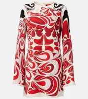 [La DoubleJ] La DoubleJ Mini Supremes printed satin minidress UK 16 red