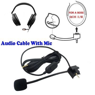 3.5mm Audio Cable+Microphone Mic for Bose QuietComfort QC35/QC35 II Headphone