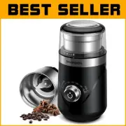 Premium Adjustable Coffee Grinder with 2-in-1 Spoon - Perfect for Beans & Spices