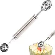 Fruit Scooper and Baller,Double-Headed Watermelon Scooper and Baller - Stainless Steel Cantaloupe Ice Cream Sorbet Dessert Ball Spoon for Remove Core for Pear